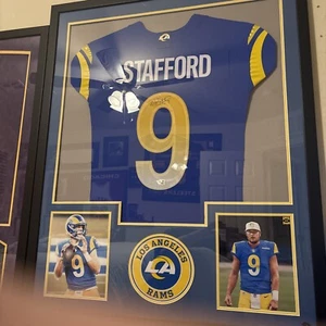 Matthew Stafford Autographed Los Angeles Rams Blue Nike Framed Jersey - Picture 1 of 1