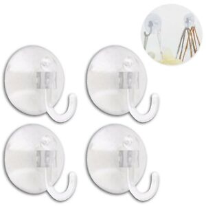 4x CLEAR SUCTION CUP HOOKS Extra Large 40mm Invisible Tile Glass Bathroom Hanger