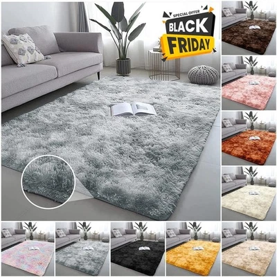 Large Shaggy Fluffy Rugs Anti-Slip Super Soft Mat Living Room Bedroom Carpet Rug - Image 1 of 4