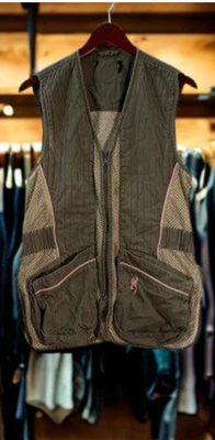 Browning Woman's  Green(Brown) & Tan Canvas/Mesh Shooting Vest Size Medium - Image 1 of 4