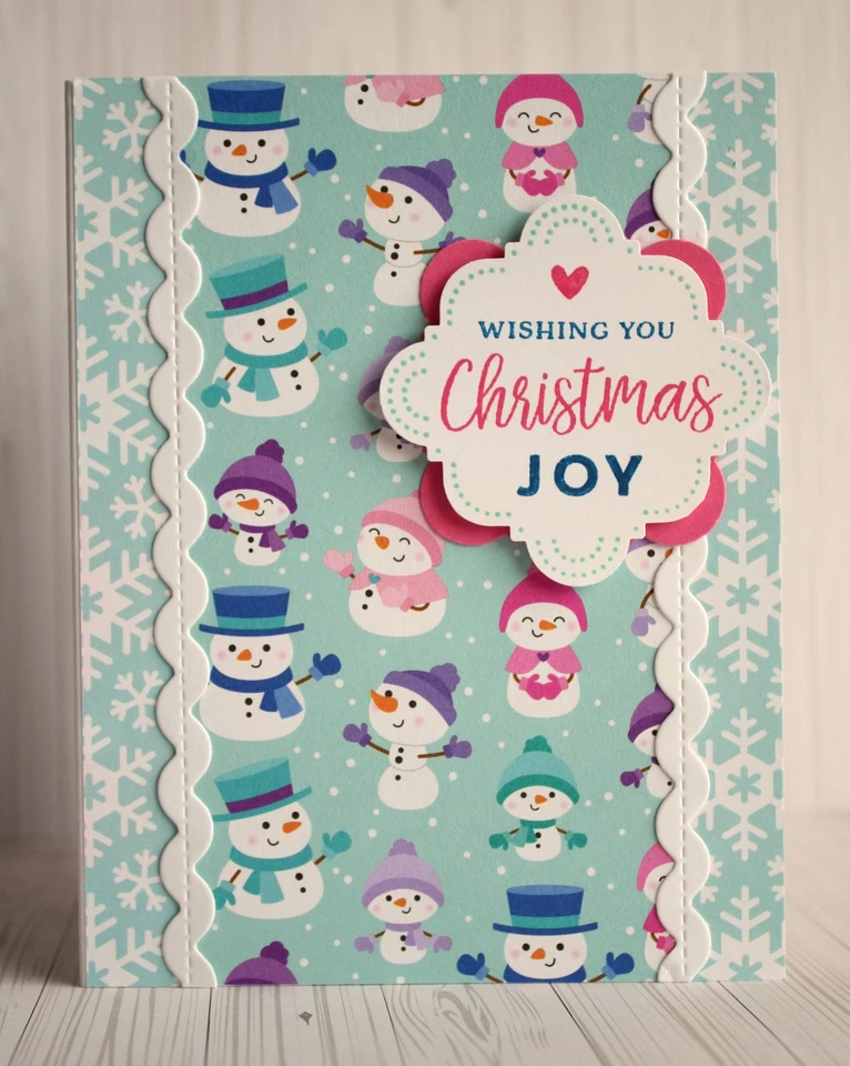 Handmade WISHING YOU CHRISTMAS JOY card kit of 4 - Image 1 of 1