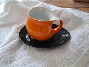 Luigi Colani Kaffeebecher Tasse + Untertasse schwarz orange Becher NEU - Bild 1 von 7