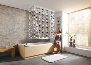 Kleine Wolke Eck-Duschrollo 132 x 56 x 240 cm grau Duschgardine Spritzschutz - Bild 1 von 1