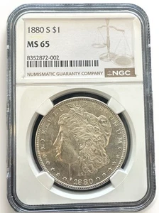 1880-S US Morgan Silver Dollar - NGC MS65 - Picture 1 of 2