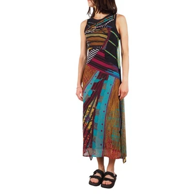 Vestido maxi feminino Save The Queen vintage malha estampa boho patchwork tamanho M Y2K - Imagem 1 de 4