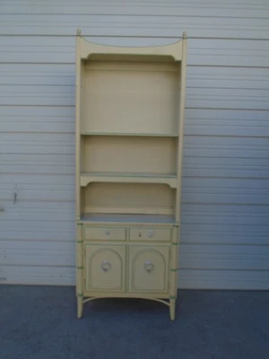 Thomasville Faux Bamboo China Cabinet Server Hutch Bookcase Buffet Regency Bar - Image 1 of 4
