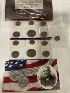 1996 P and D U. S. Mint UNC. 11-COIN set. With OGP+COA. Including "W" DIME.  - Picture 1 of 22