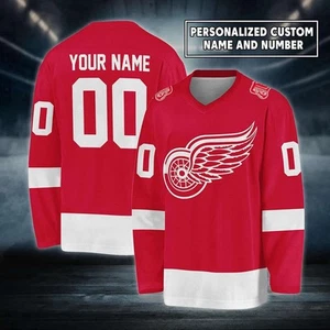 Personalized Detroit Red Wings Hockey Shirt, Game Day Shirt For Fans All Printed - Picture 1 of 7