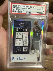 2020 Contenders Optic Anthony Edwards Rc Rookie Ticket Prizm Auto PSA 8! - Picture 1 of 2