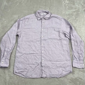 Uniqlo Shirt Mens Large Light Purple Long Sleeve Button Up Woven 100% Linen - Picture 1 of 11