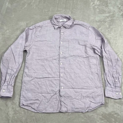 Uniqlo Shirt Mens Large Light Purple Long Sleeve Button Up Woven 100% Linen - Image 1 of 4