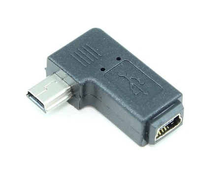 Mini-B 5pin Male to Mini-B 5pin Female LEFT Angle Adapter - Image 1 of 3