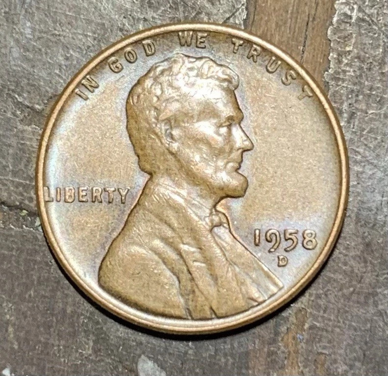 1958 D Lincoln Wheat Penny Doble Troquel Anverso ¡Raro! Foto 1 de 1