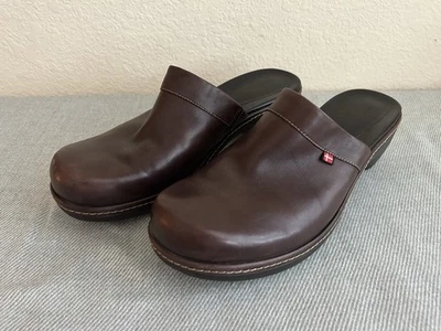 Ecco Mules Clogs Brown Leather Slip On Women's Sz EU40 US 9 - Image 1 of 4