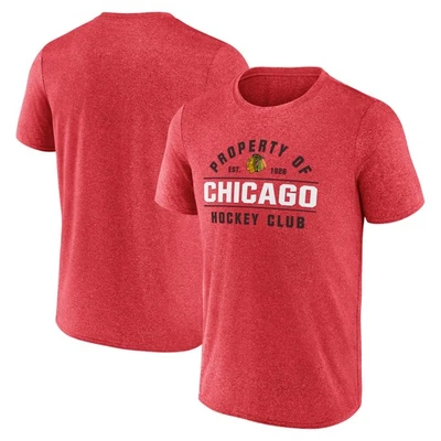 Men's Fanatics Heather Red Chicago Blackhawks Property Of T-Shirt - Image 1 of 3