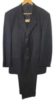 Zagato Men's 2 Piece Wool Suit 42R (44) 34x29 Jacket Pants Navy Blue Cuffed EUC - Image 1 of 4