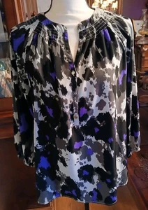 Blusa Dana Buchman Grande Manga Tres Cuartos Estampado Multicolor  - Imagen 1 de 8