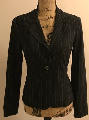 Chaqueta Blazer A. Byer Mujer Negra con Blanco Pin Rayas Ajustada Talla S Foto 1 de 4