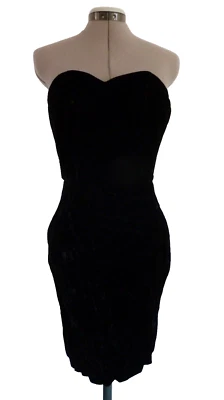 Mini Vestido Vintage Terciopelo Steppin' Out Wiggle 4-5 Deshuesado Y2k Forrado Forma Corpiño Foto 1 de 4