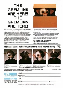 1984 VINTAGE PRINT AD - THE GREMLINS ARE HERE! GREMLINS MASK PRINT AD - AD ONLY - Picture 1 of 1