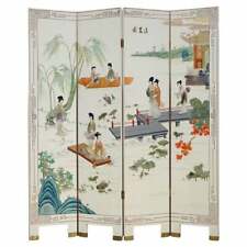 RARE & COLLECTABLE ANTIQUE CHINESE EXPORT HARDSTONE FOLDING SCREEN ROOM DIVIDER