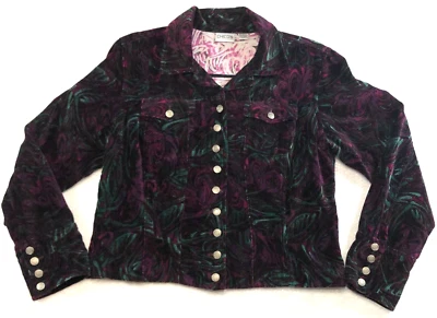 Chico's 女式西装外套,尺寸 1 US 8 紫色花卉纽扣长袖全新无标签 — 第 1/4 张图片