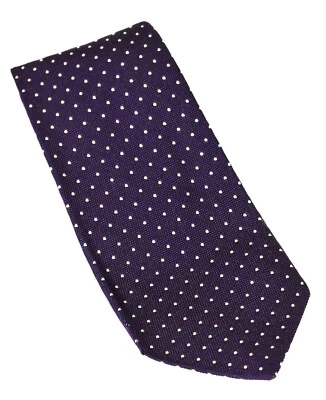 Minty Ralph Lauren Purple Label Woven Purple &White Dots 100% Silk Tie 3.65 x 56 - Image 1 of 4