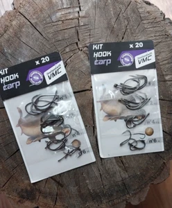 40x PREMIUM CARP FISHING HOOKS HAIR RIG HOOK KIT 4 SIZES MADE VMC 40 HOOKS - Picture 1 of 3