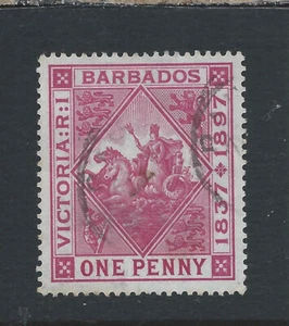 BARBADOS 1897-98 JUBILEE BLUED PAPER 1d CARMINE USED SG 127 CAT £40 - Picture 1 of 2