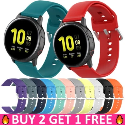 For Samsung Galaxy Watch 3 41mm Active 2 40mm 44mm Silicone 20mm Band Strap  - Image 1 of 4