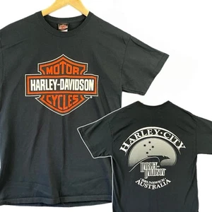 Vintage Harley T Shirt Mens Size M Black Brunswick Australia 1997 Acme Tag Biker - Picture 1 of 11