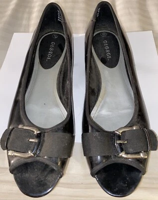 Zapatos planos George Open Toe negros Foto 1 de 4