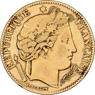 [#1202077] Francia, 10 francos, Cérès, 1850, París, oro, en estado bastante bueno, km:770 Foto 1 de 2