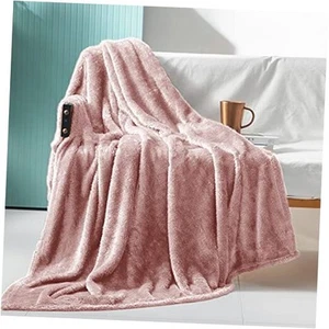 Plush Fuzzy Fleece Throw Blanket Extra Large, Super Soft, 50X70 IN Dusty Pink - Picture 1 of 7