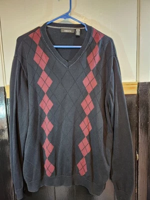 Suéter Pullover Claiborne XL Para Hombre Argyle Diamante Cuello en V Manga Larga Preppy Años 90 Foto 1 de 4