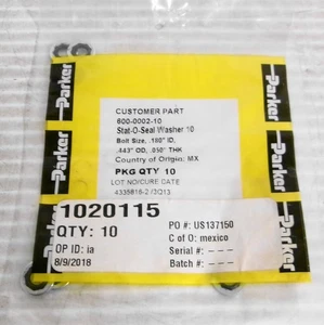 Parker 600-0002-10 StatOSeal Unterlegscheibe Schraube Größe .180" ID .443"OD .050THK (10er Beutel) - Bild 1 von 2