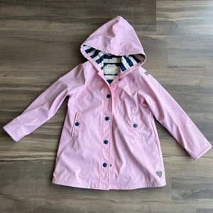 Hatley Pink Splash Jacket Waterproof Size 12 Pink Terry Lined - Picture 1 of 14