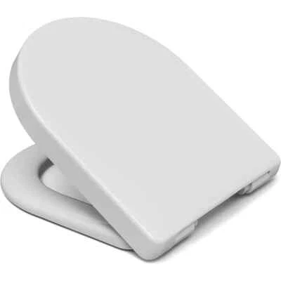 Soft Close Toilet Seat White Gloss D Shape Wrapover Modern Style Roca Bacan
