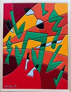 A rhapsody Ugo Nespolo Painted Work Acrylic Painting on Wood 18x24 UNIQUE - Picture 1 of 1