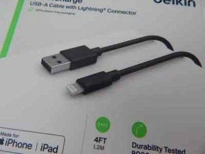 Belkin MIXIT Lightning USB ChargeSync 4ft Black iphone ipad MFi-Certified NO BOX - Photo 1 sur 1