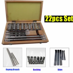 22pc Keyway Broach Kit Collared Bushing Shim Set Metric Size Metalworking Tool - Picture 1 of 11
