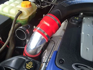 Turbo Intake Air Muffler Delete Pipe Red 102mm AlloyT Bolt 4inch for Ford FG XR6 - Bild 1 von 2