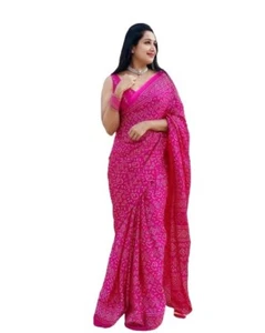 Women's silk Bandhej Bandhani Saree - Picture 1 of 3