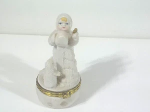 Snowbabies "You Didn't Forget Me" Trinket Box Dept. 56 Bisque Porcelain - Picture 1 of 8