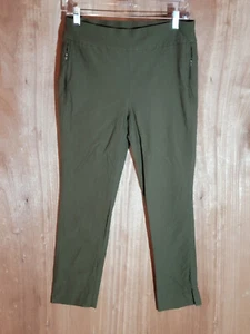 chicos pull on dress pants womens 0p skinny stretch slit hem flat front green - Picture 1 of 9