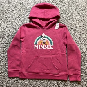 Disney Minnie Mouse Hoodie Girls 6x Pink Rainbow Pullover Long Sleeve Cartoon - Picture 1 of 5
