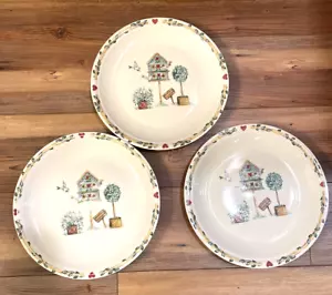 3 Vintage THOMSON Pottery Birdhouse Dinner Plates - Picture 1 of 8