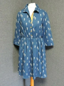 Ness Selina Owl Print Dress Blue UK 10 LN023 LL 09 - Picture 1 of 4