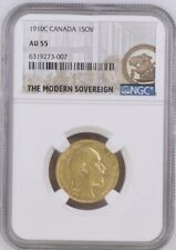 1910 "C" A/UNCIRCULATED KING EDWARD VII CANADA GOLD SOVEREIGN - NGC GRADED AU 55