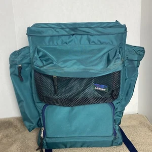 Vintage LL Bean Cooler Ice-Chest Bag Backpack 17x8x11 Multi-Pocket Hiking Nylon - Picture 1 of 15